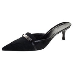 Gucci Black GG Canvas Pointed Toe Mules Size 39.5 Size : 39.5