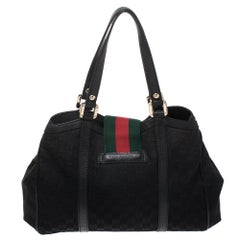 Gucci Black GG Canvas Small New Ladies Web Tote