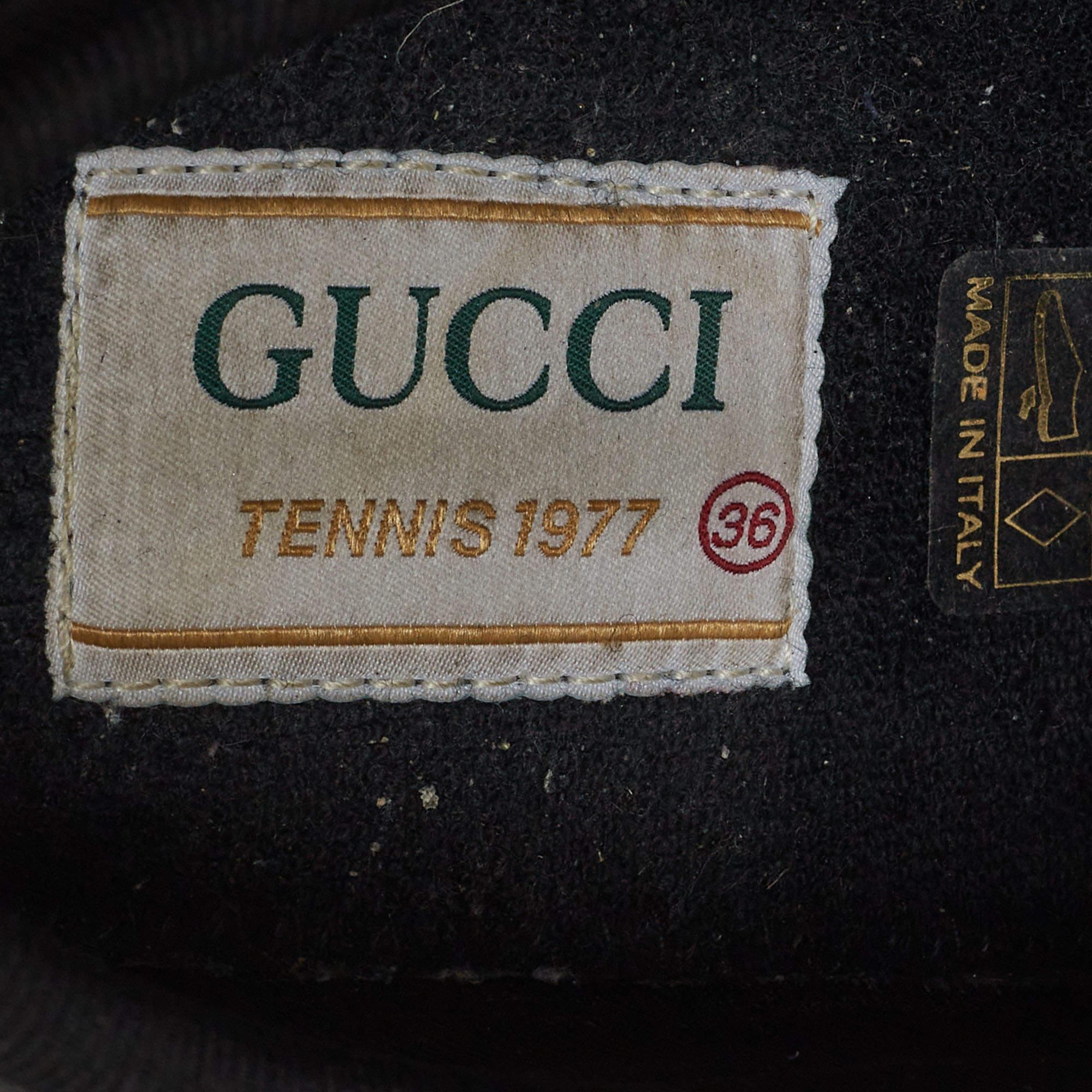 Women's or Men's Gucci Black GG Canvas Tennis 1977 Sneakers Size 36 For Sale