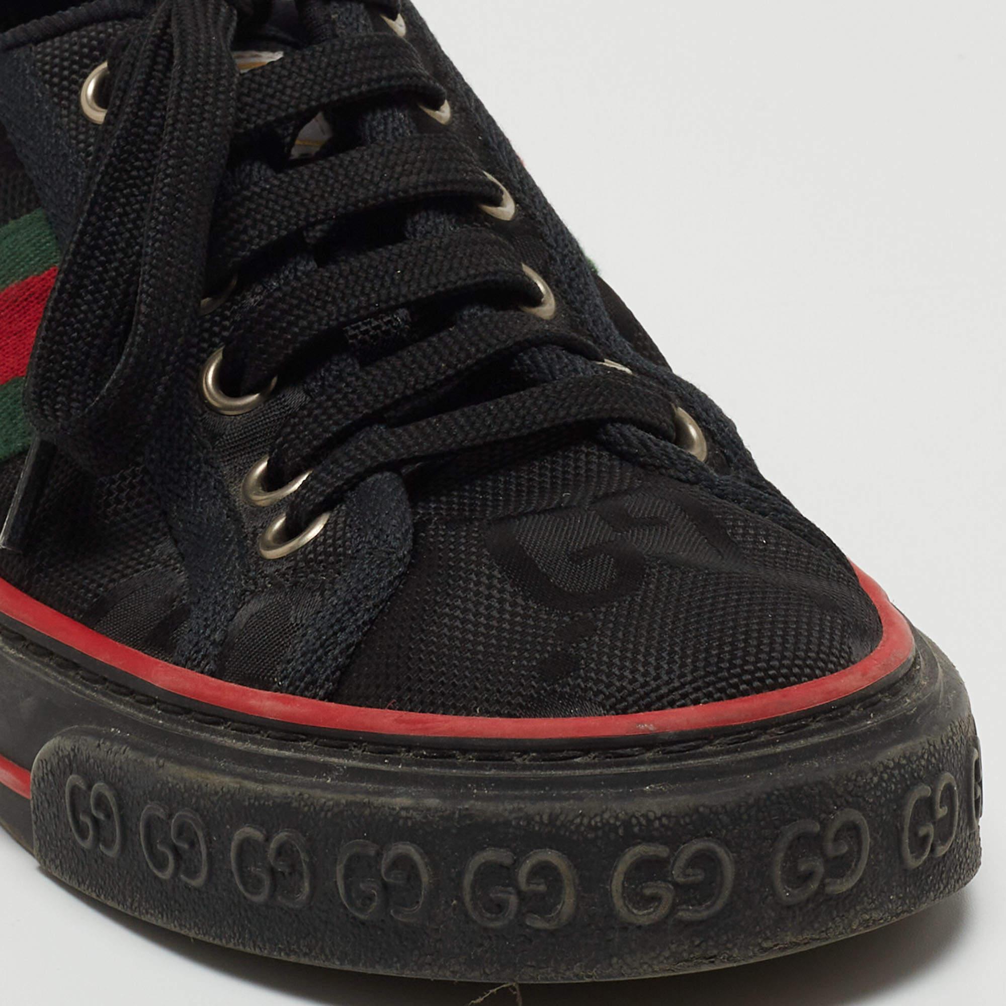 Gucci Black GG Canvas Tennis 1977 Sneakers Size 36 For Sale 3