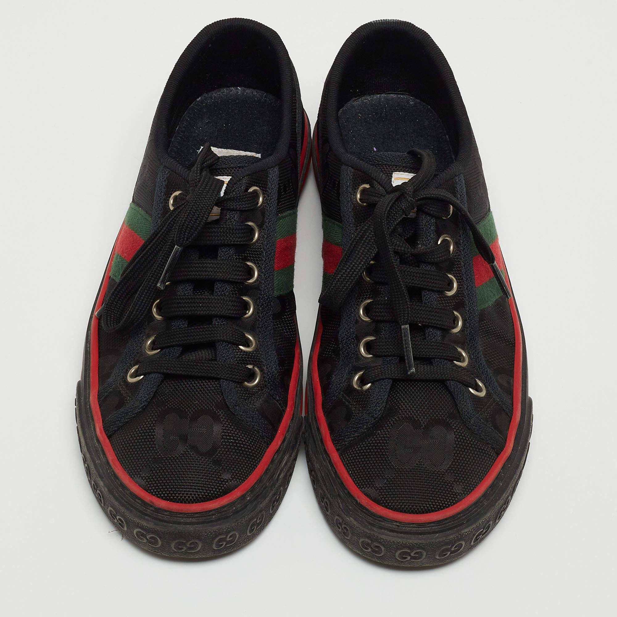 Gucci Black GG Canvas Tennis 1977 Sneakers Size 36 4