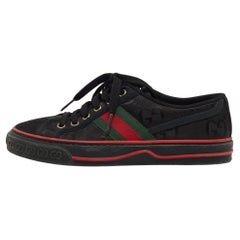 Used Gucci Black GG Canvas Tennis 1977 Sneakers Size 36