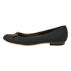 Gucci Black GG Canvas Web Bow Ballet Flats Size 40.5