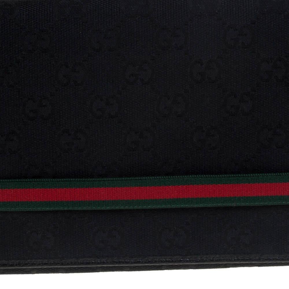 Gucci Black GG Canvas Web Stripe Clutch 2