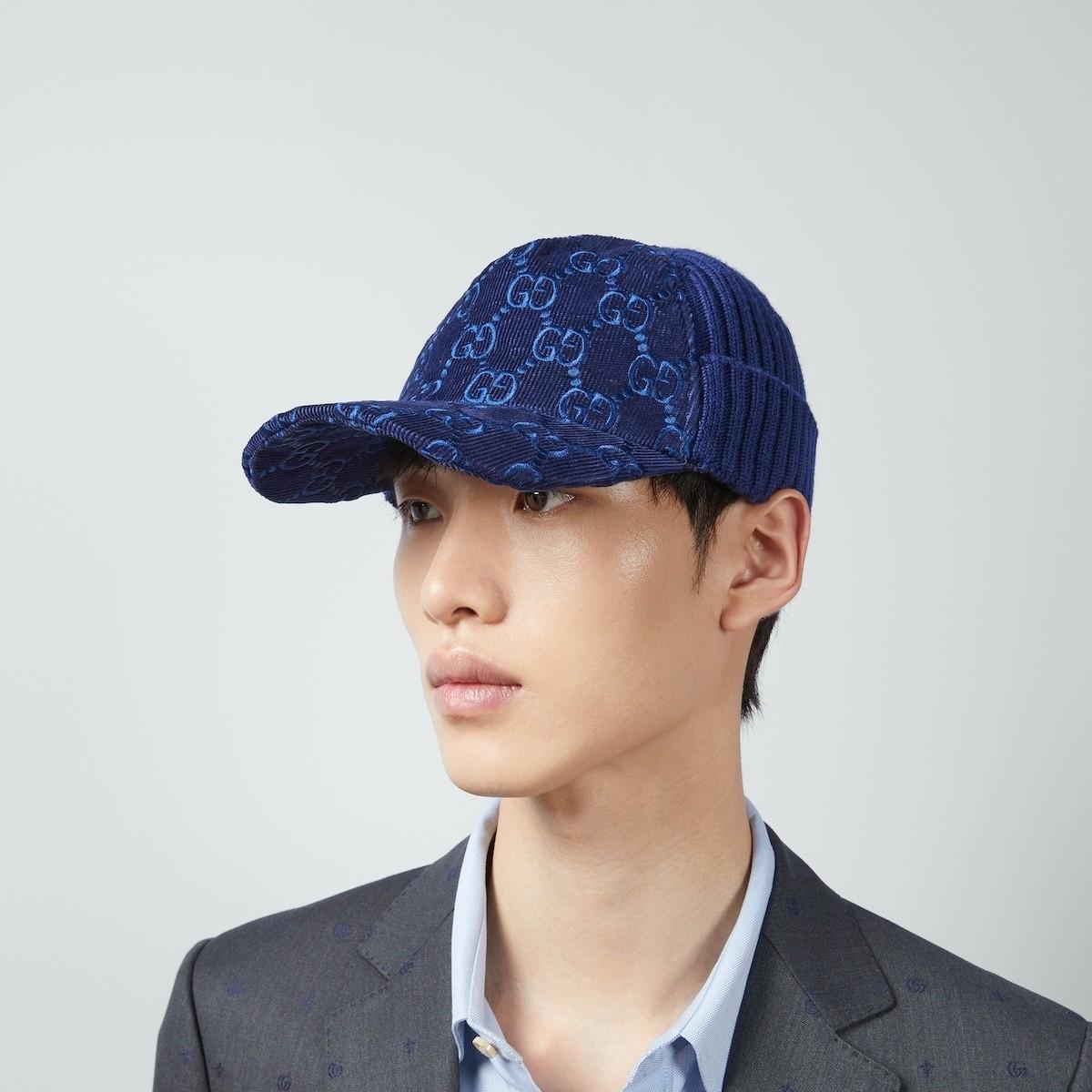 GUCCI black GG CORDUROY & WOOL KNIT Baseball Cap Beanie Hat For Sale 3