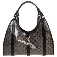 Gucci Black GG Crystal Canvas and Leather Bardot Joy Tote