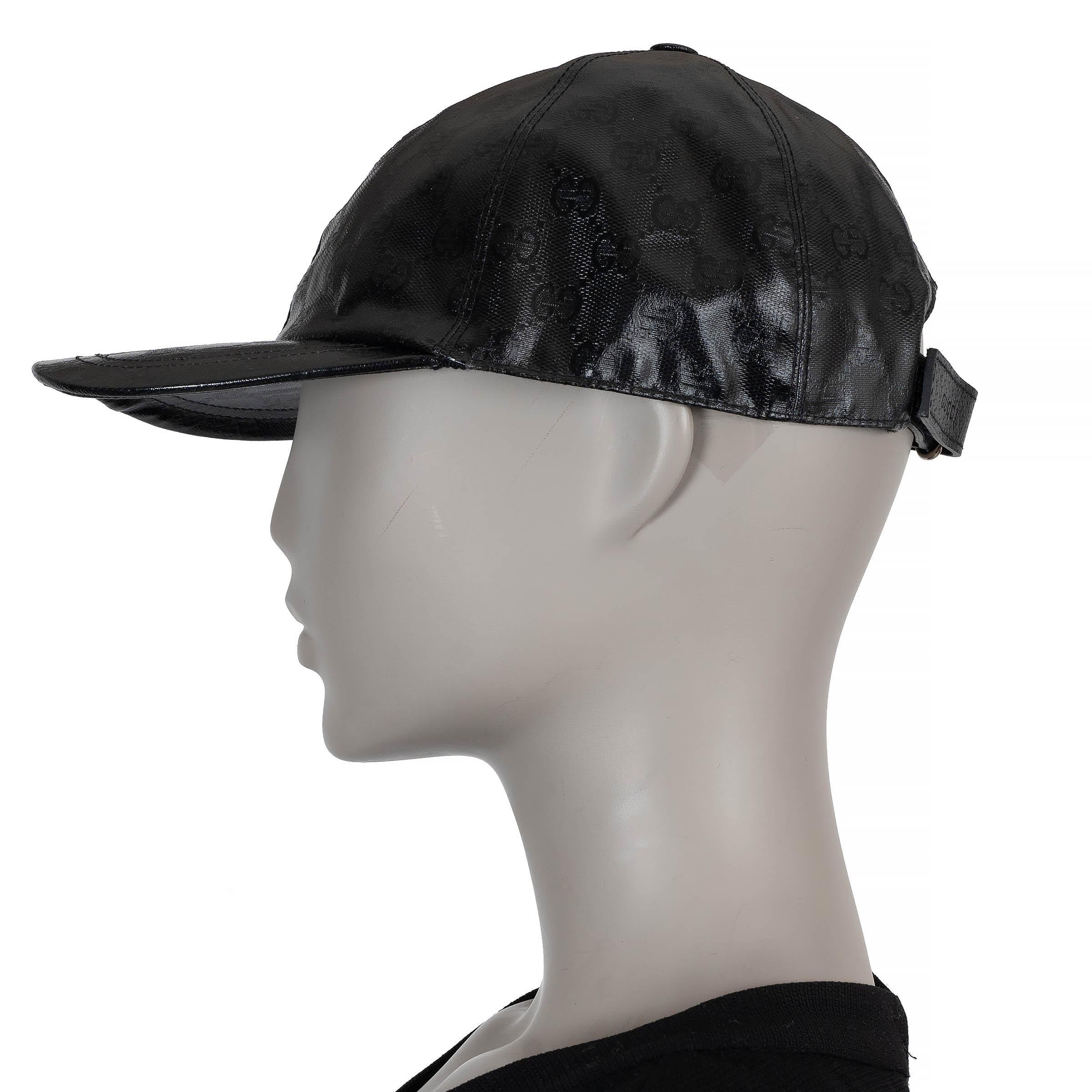 Black GUCCI black GG CRYSTAL canvas Baseball Cap Hat L For Sale