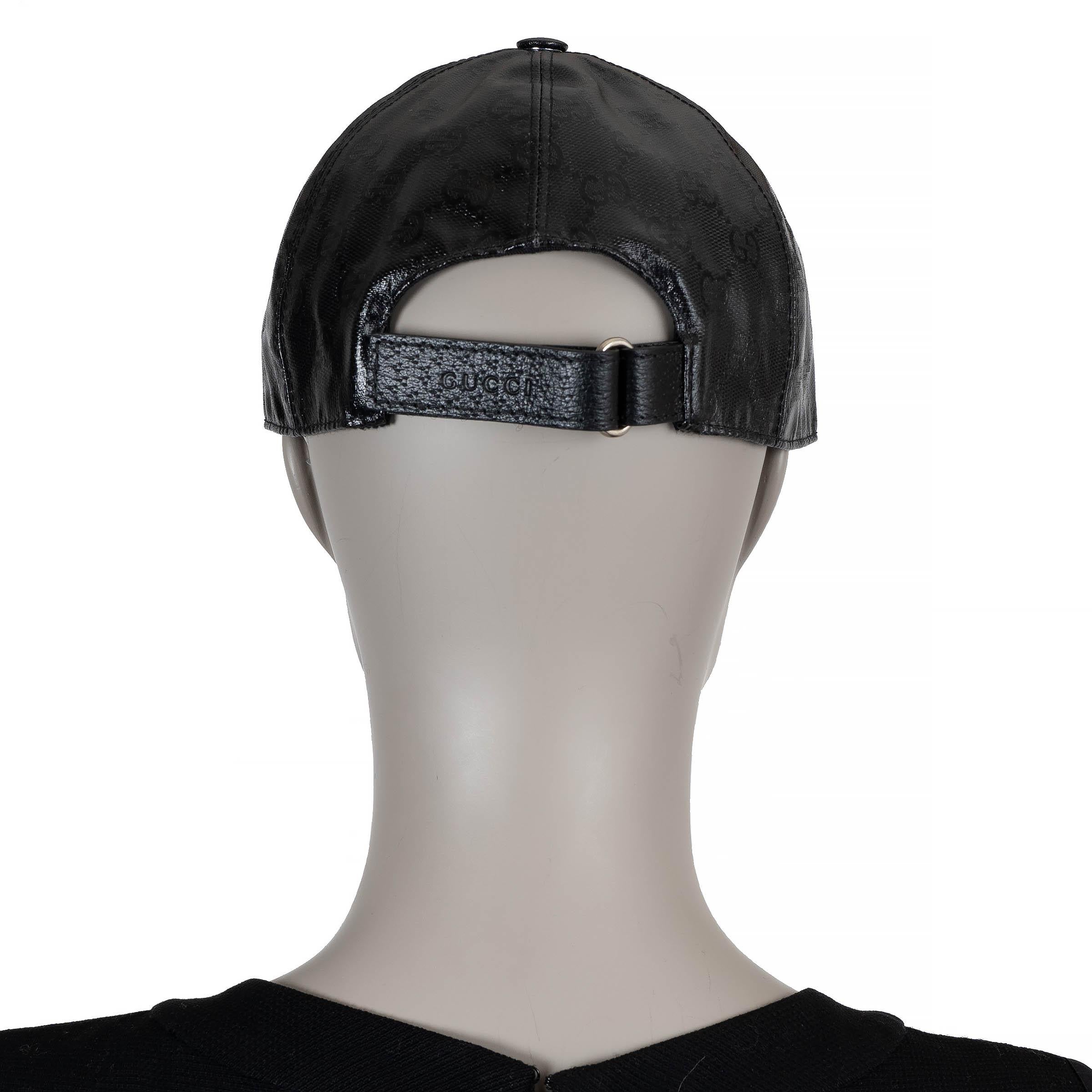 GUCCI black GG CRYSTAL canvas Baseball Cap Hat L In Excellent Condition For Sale In Zürich, CH
