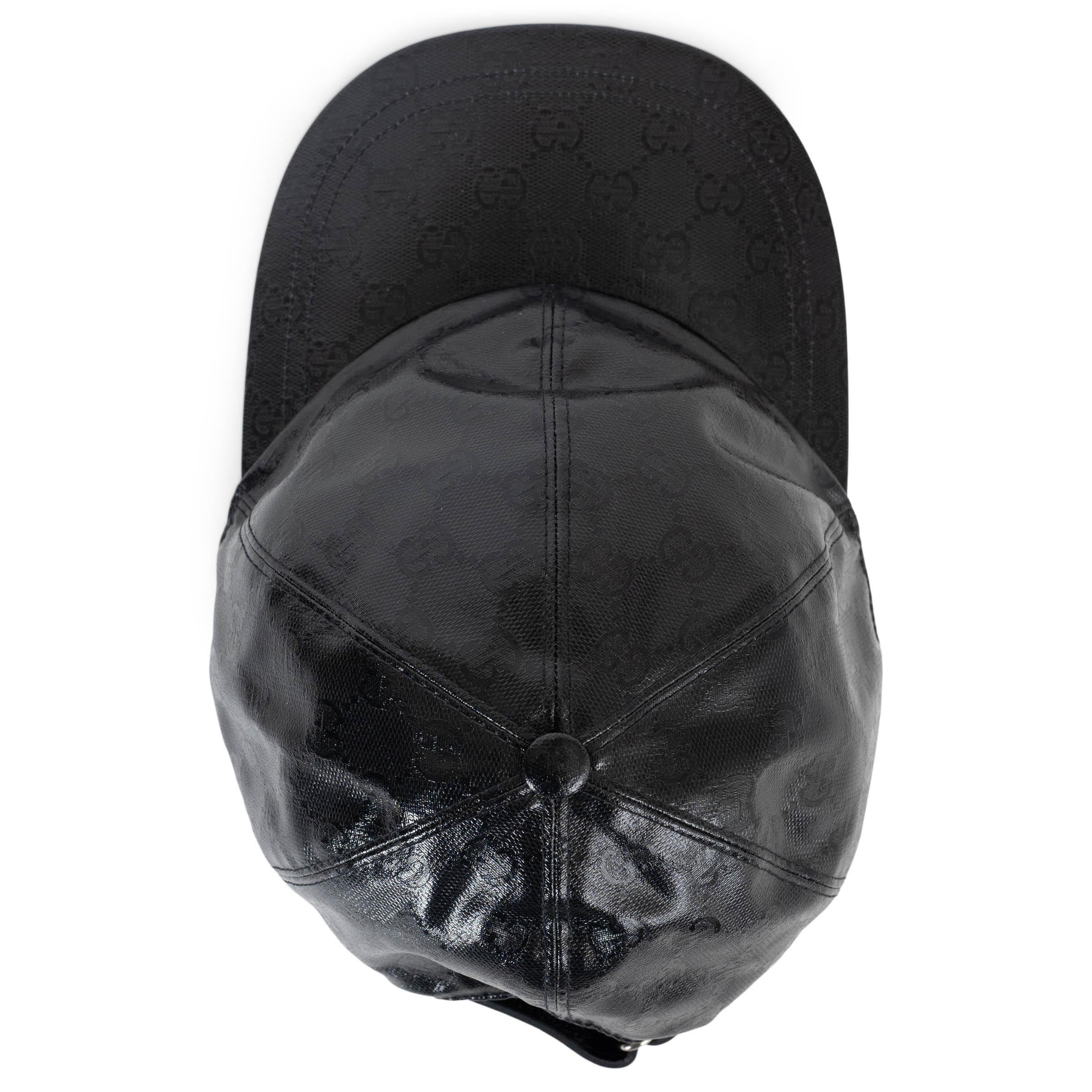 Women's GUCCI black GG CRYSTAL canvas Baseball Cap Hat L For Sale