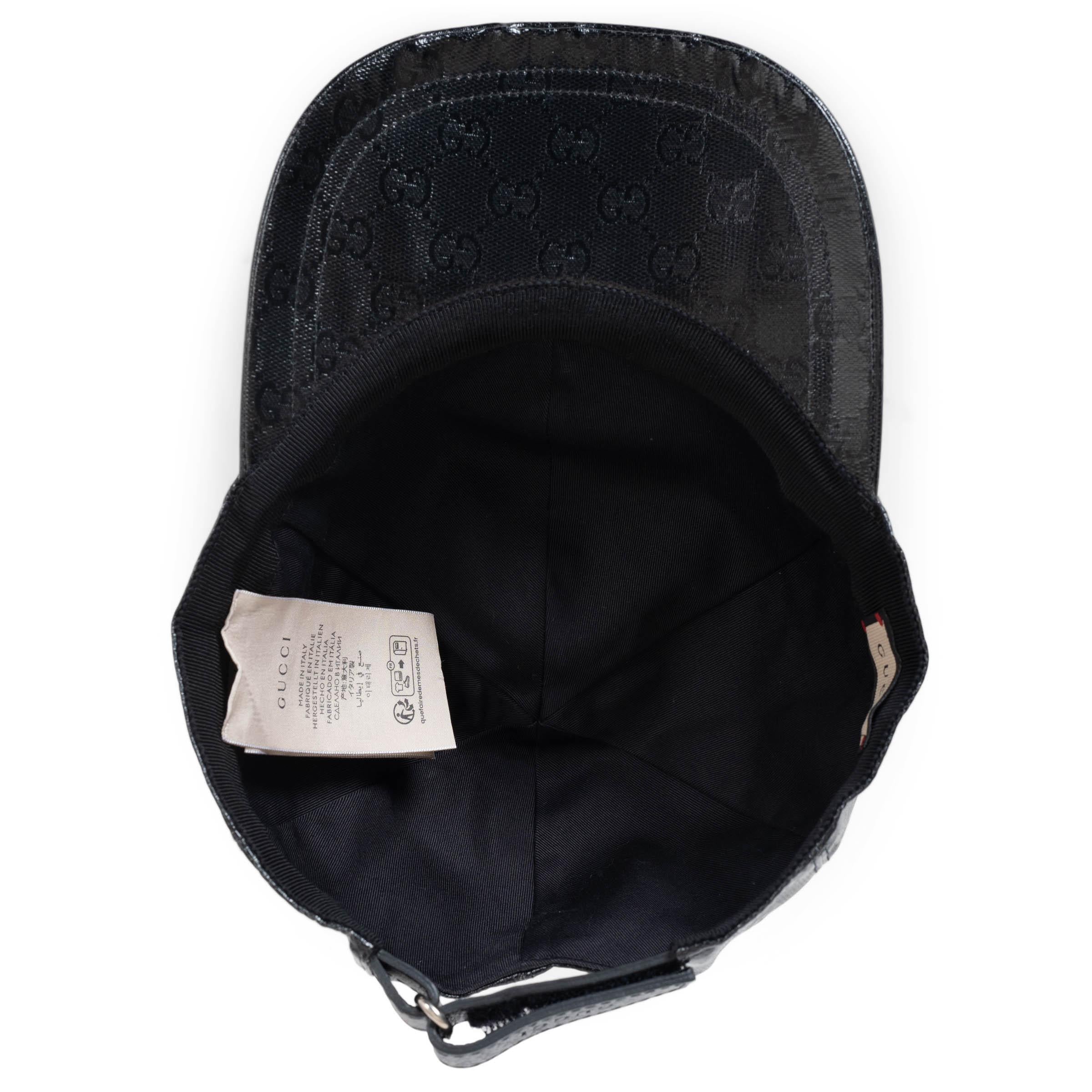 GUCCI black GG CRYSTAL canvas Baseball Cap Hat L For Sale 1
