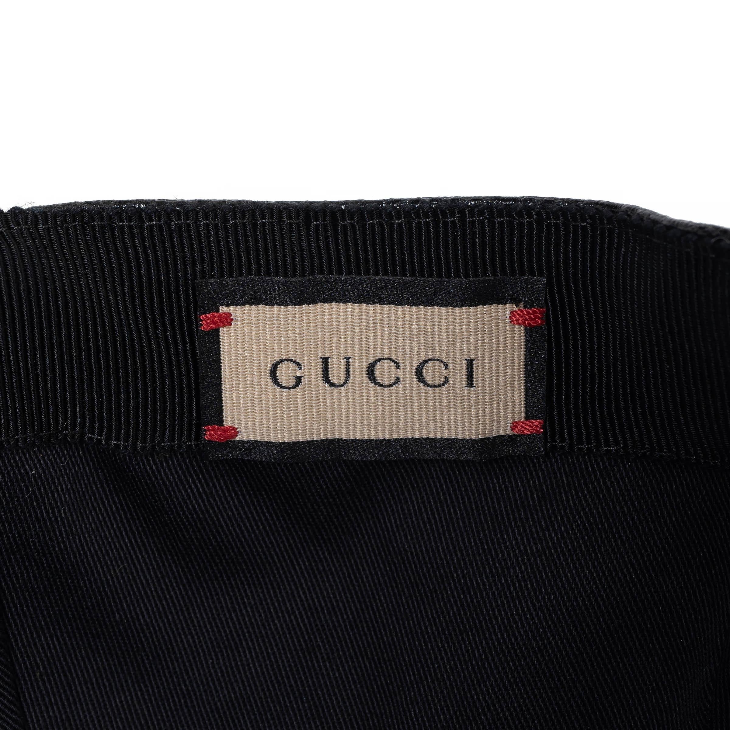 GUCCI black GG CRYSTAL canvas Baseball Cap Hat L For Sale 2