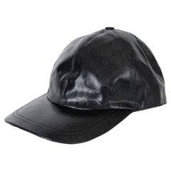 GUCCI Schwarzer GG CRYSTAL Canvas Baseballkappenhut aus Segeltuch L