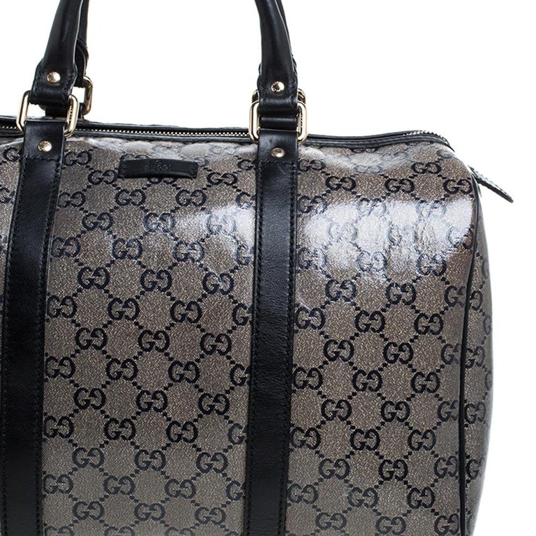 Gucci GG Pattern Mini Boston Bag Hand bag Black Canvas Leather