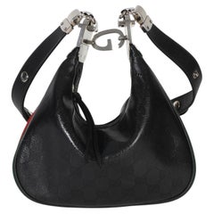 Gucci Black GG Crystal Coated Canvas Small Attache Crossbody Bag