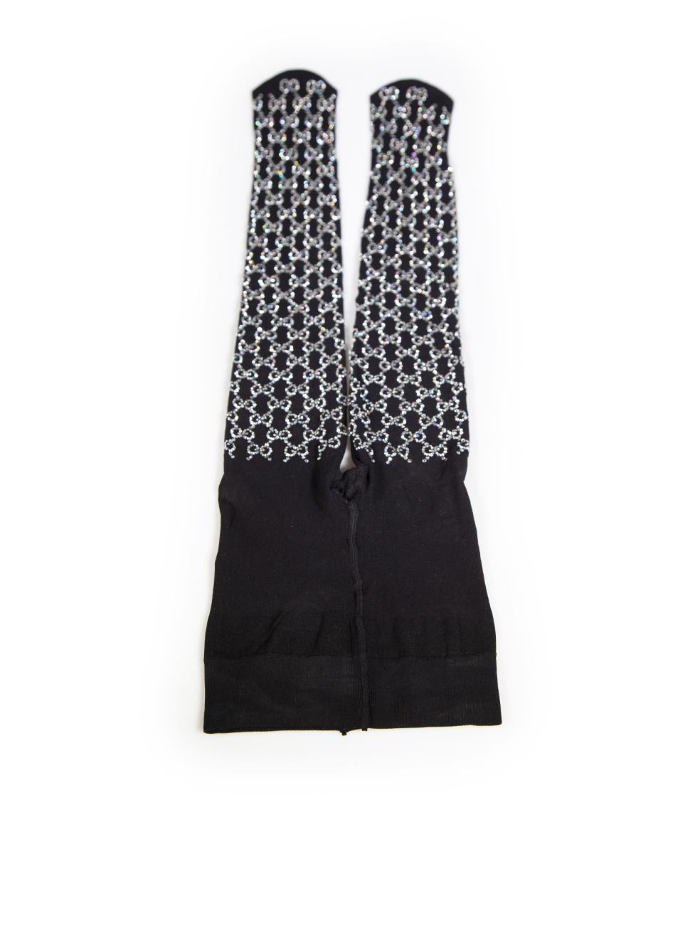 Gucci Black GG Crystal Embellished Tights Size S In New Condition In London, GB