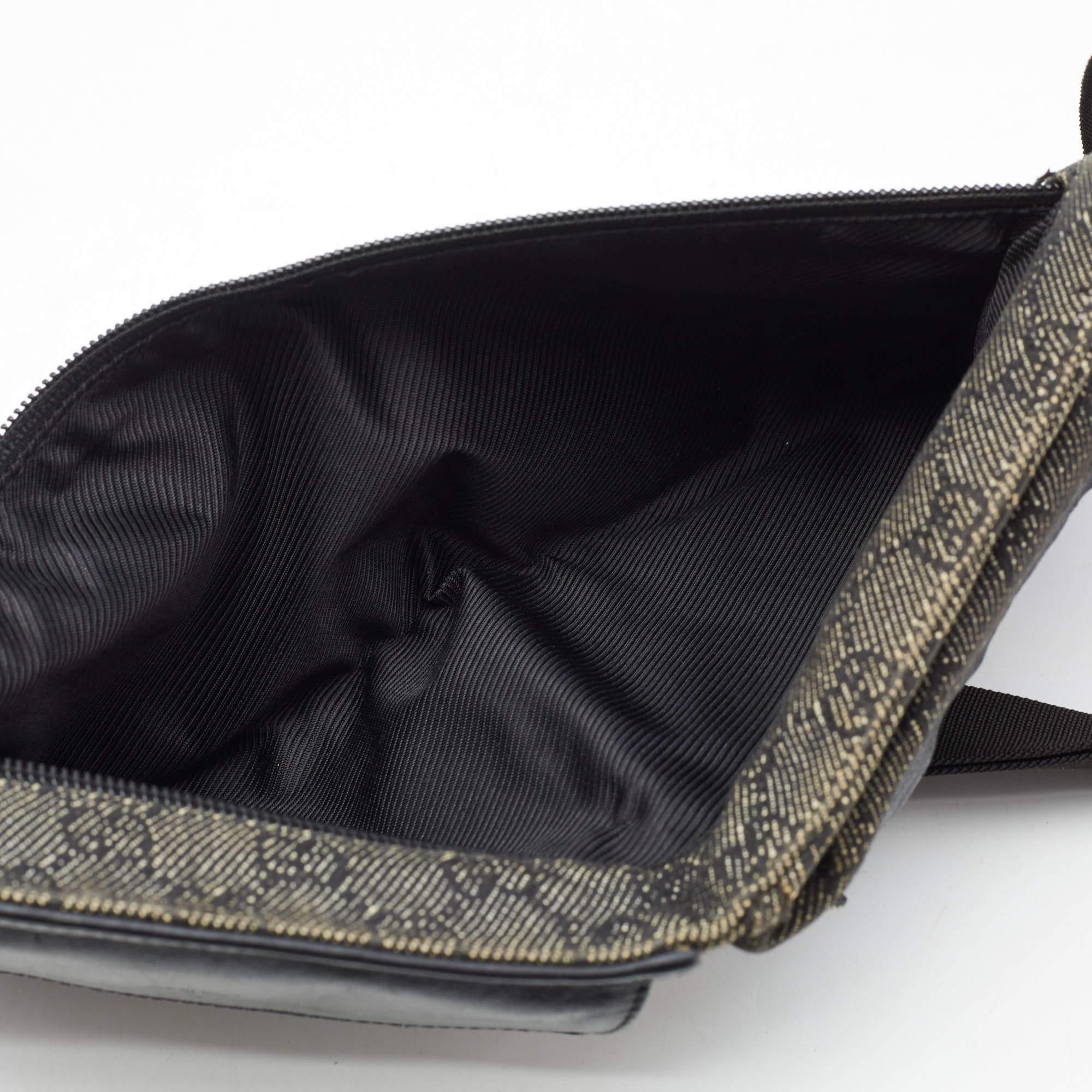 Gucci Black GG Denim and Leather Double Pocket Belt Bag 6