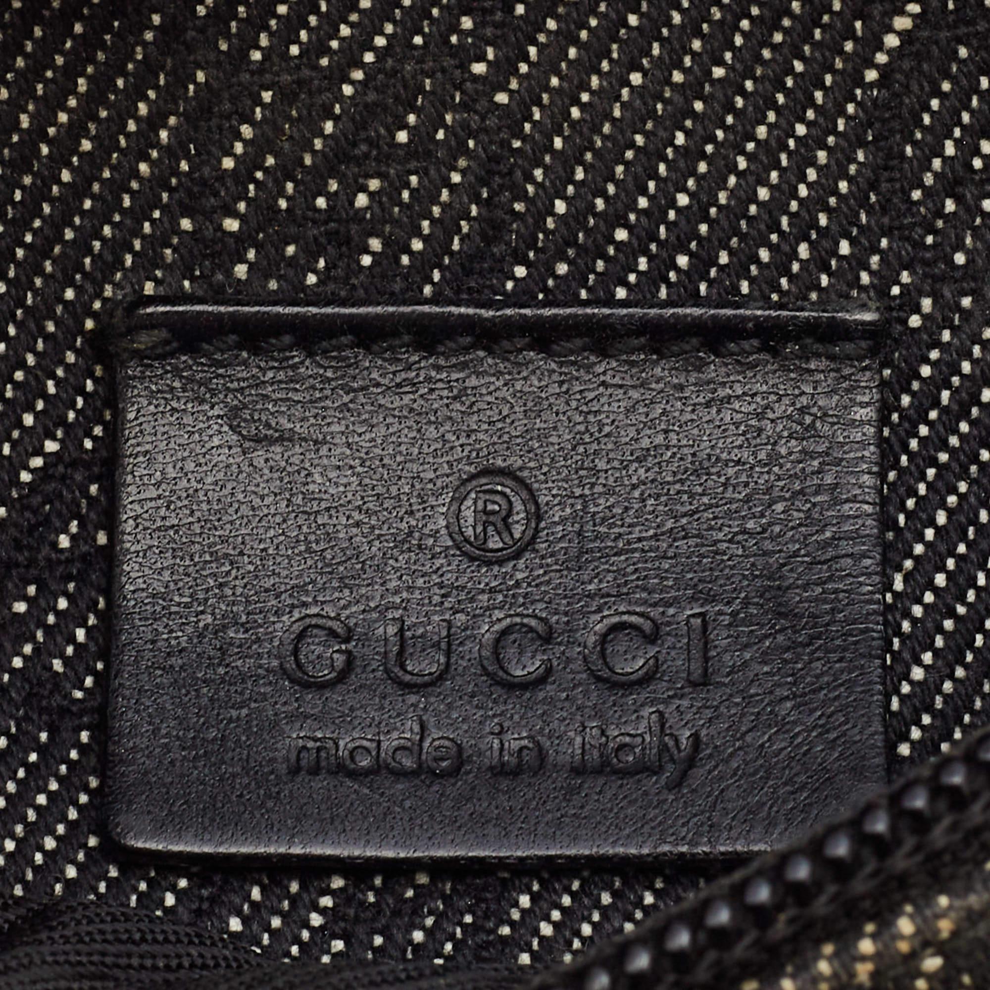Gucci Black GG Denim and Leather Double Pocket Belt Bag 7