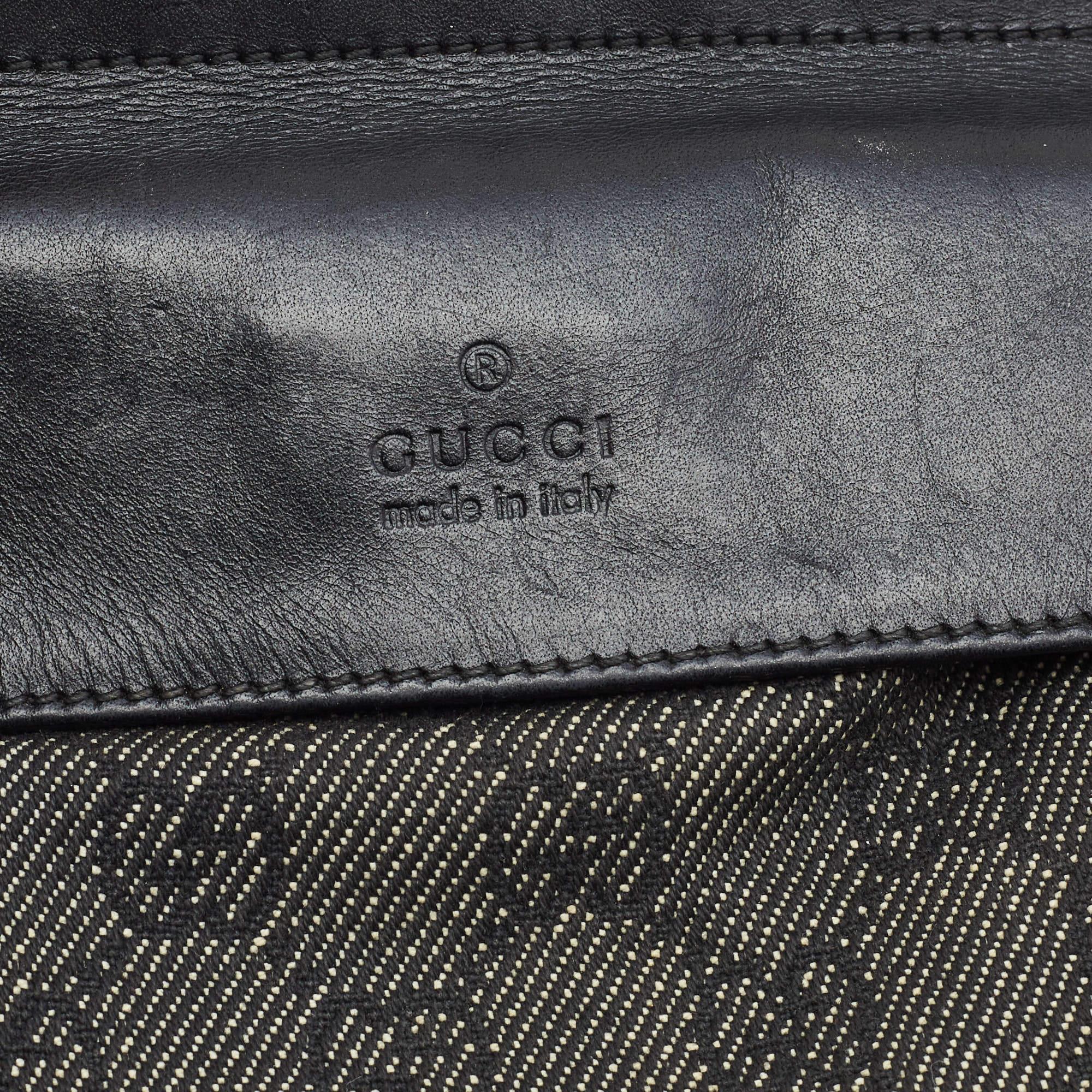 Gucci Black GG Denim and Leather Double Pocket Belt Bag 4