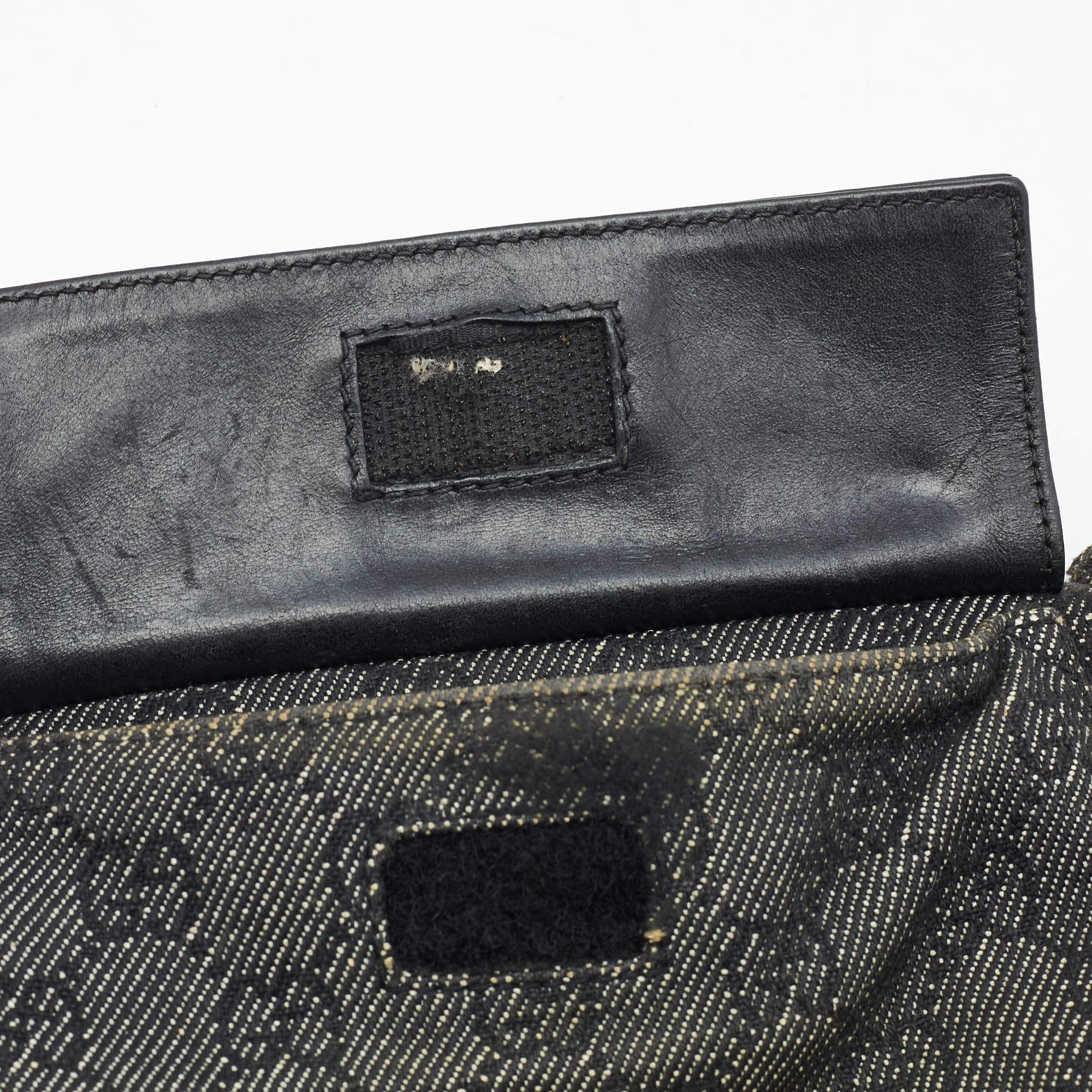 Gucci Black GG Denim and Leather Double Pocket Belt Bag 5