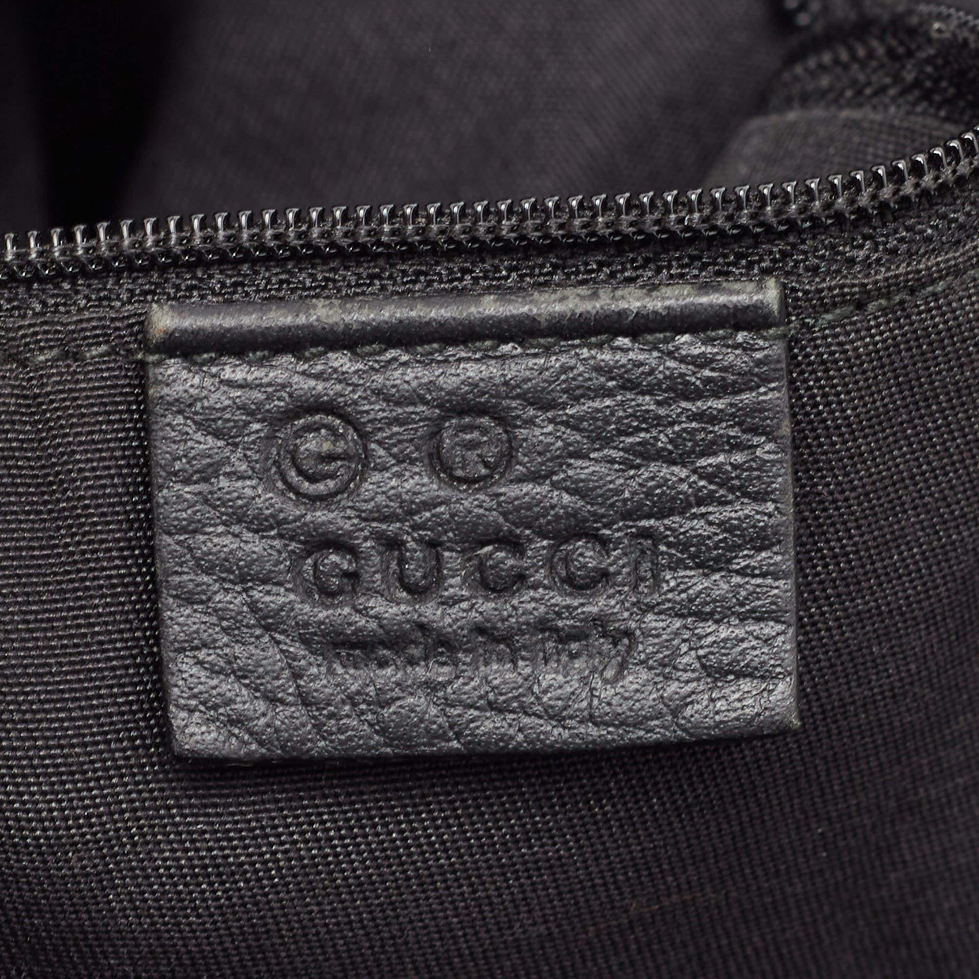 Gucci Black GG Denim and Leather Interlocking G Charm Hobo 11
