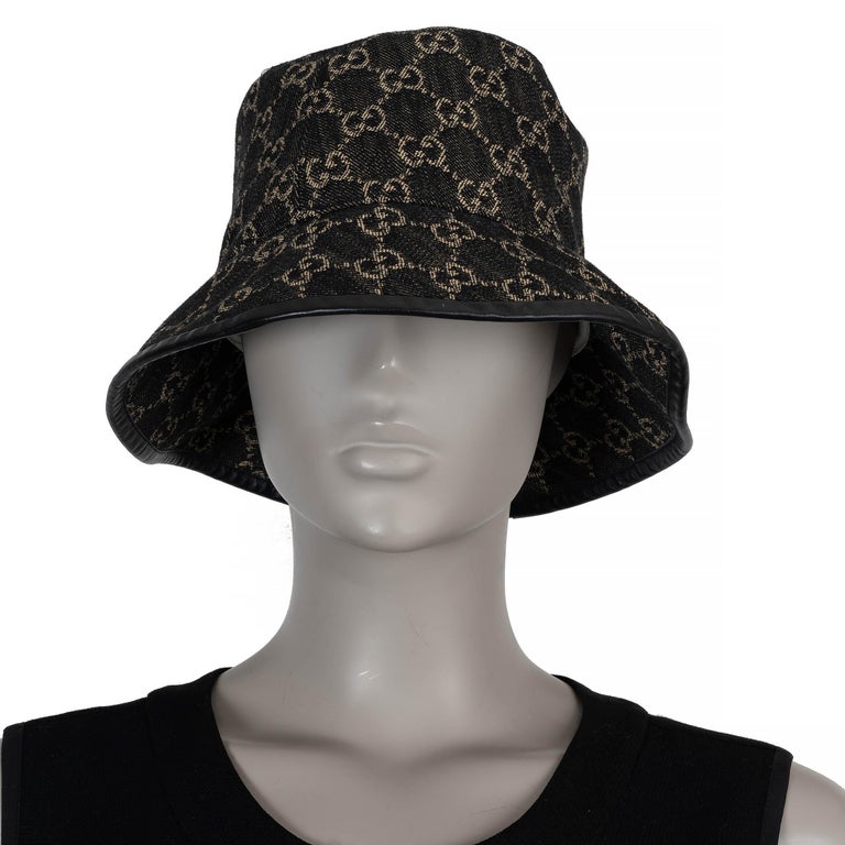 GUCCI GG Black Crystal Coated Canvas Bucket Hat Size 57cm M Gucci Gg Crystal Bucket Hat - Black | Editorialist main image 2