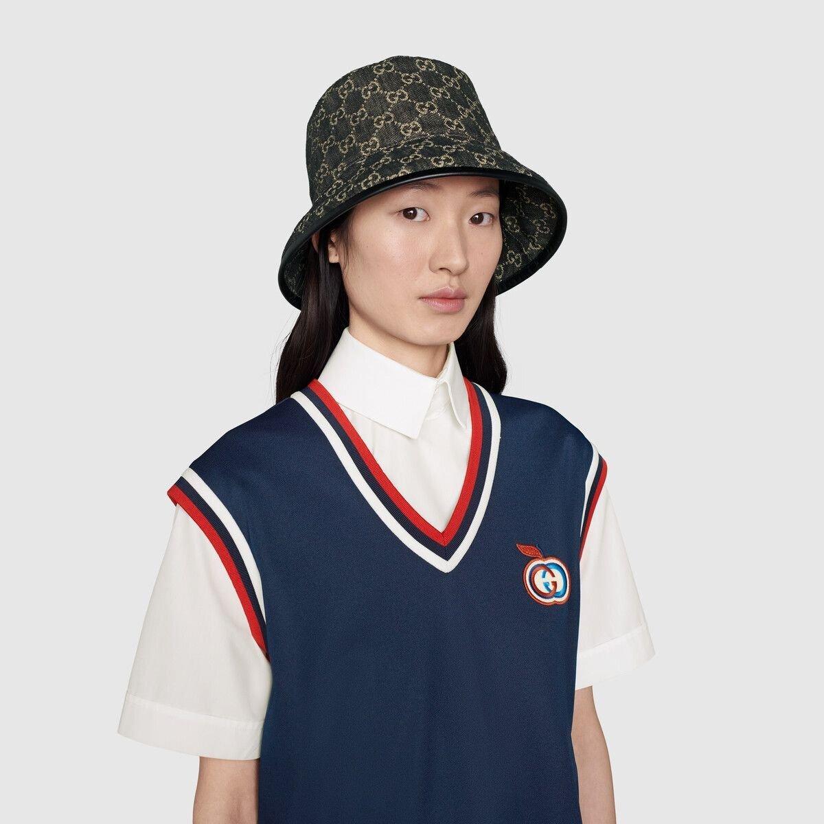 GUCCI GG DENIM & LEATHER BUCKET S en vente 3
