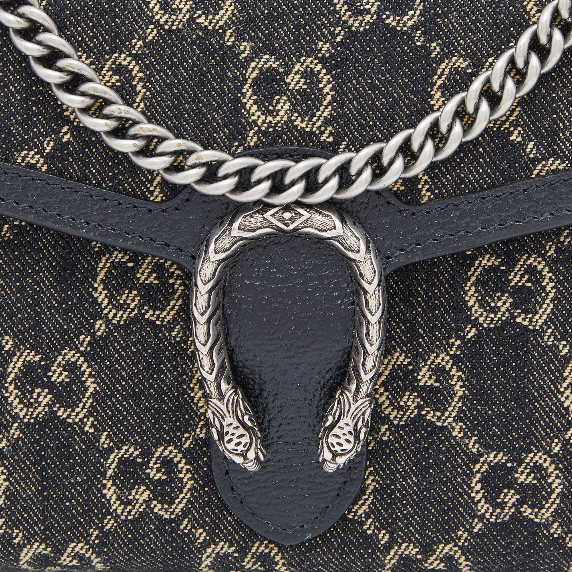 Gucci Black GG Denim Mini Dionysus Chain Shoulder Bag 7