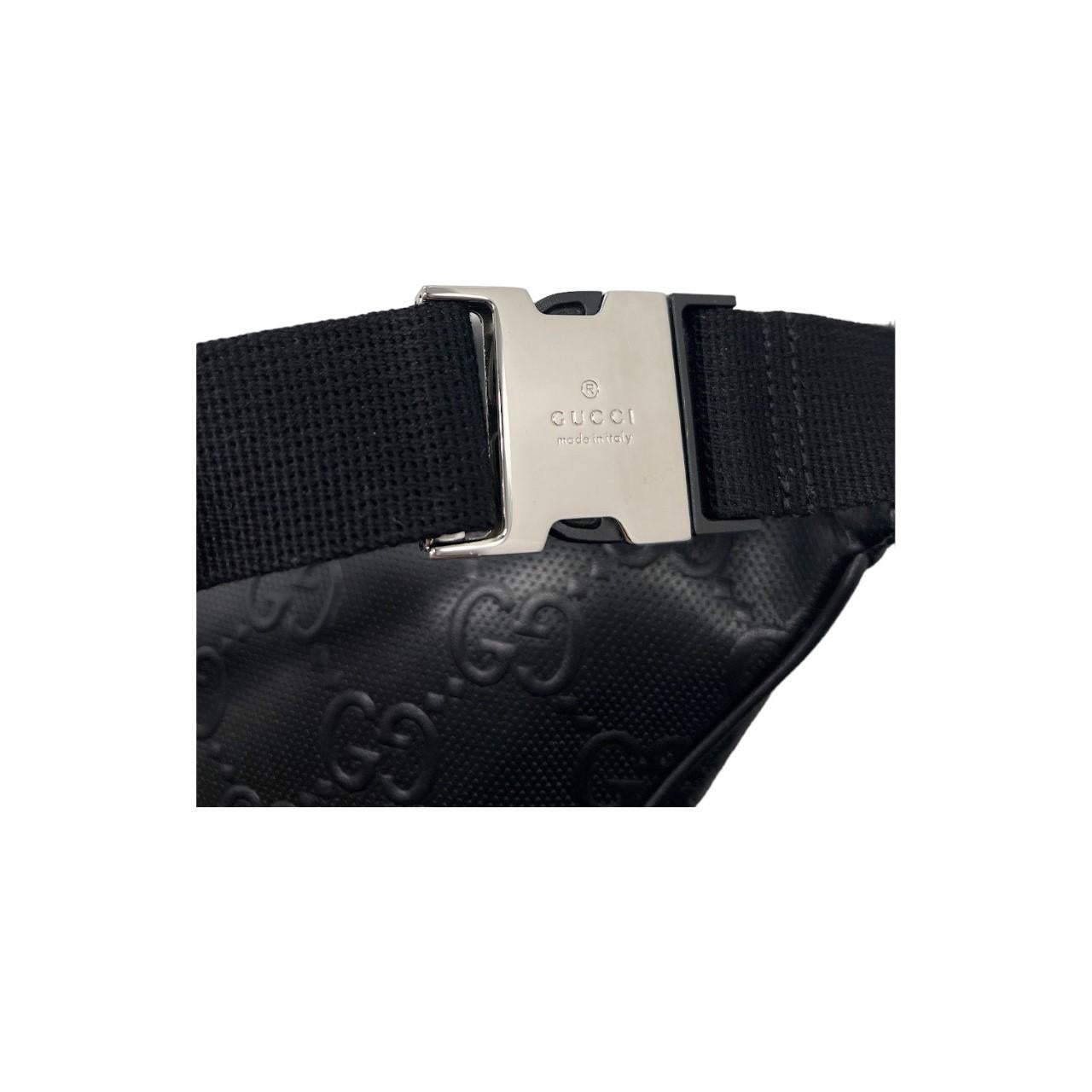 Gucci Black GG Embossed Belt Bag Unisex In Excellent Condition In Scottsdale, AZ