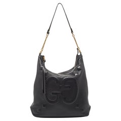 Gucci Black GG Embossed Leather Apollo Hobo