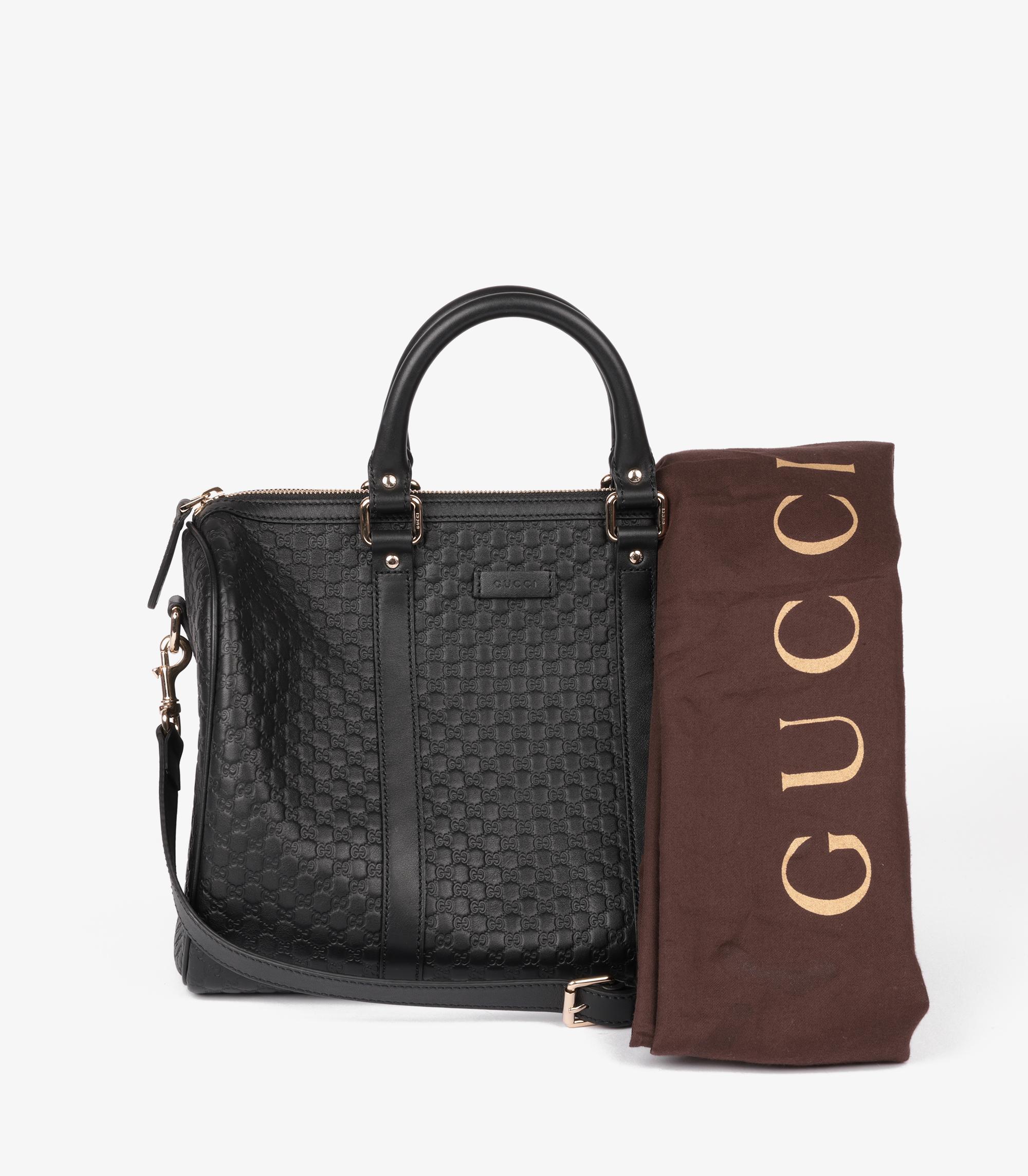 Gucci Black GG Embossed Microguccissima Calfskin Leather Medium Boston Bag 6