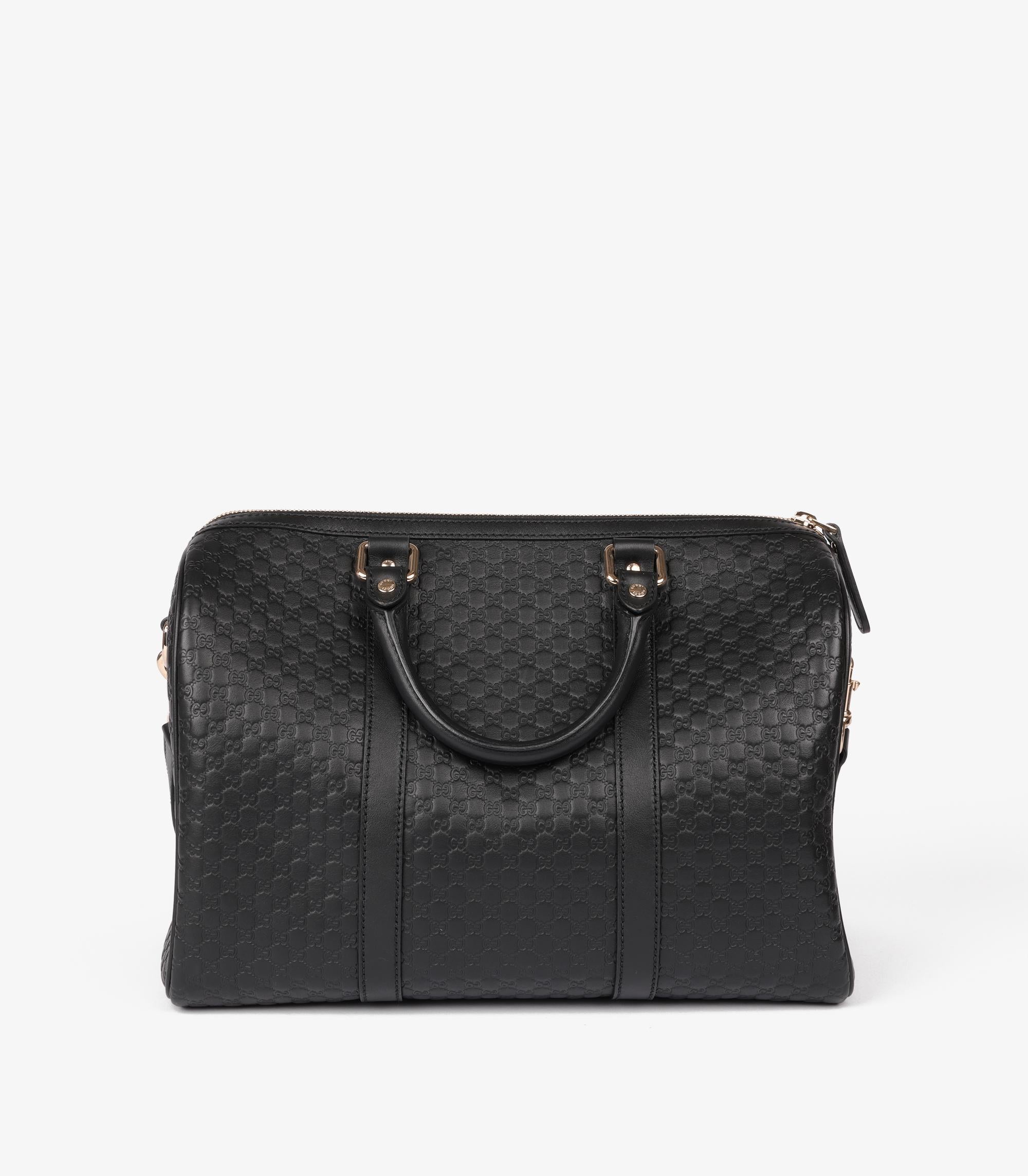 Gucci Black GG Embossed Microguccissima Calfskin Leather Medium Boston Bag In Excellent Condition In Bishop's Stortford, Hertfordshire