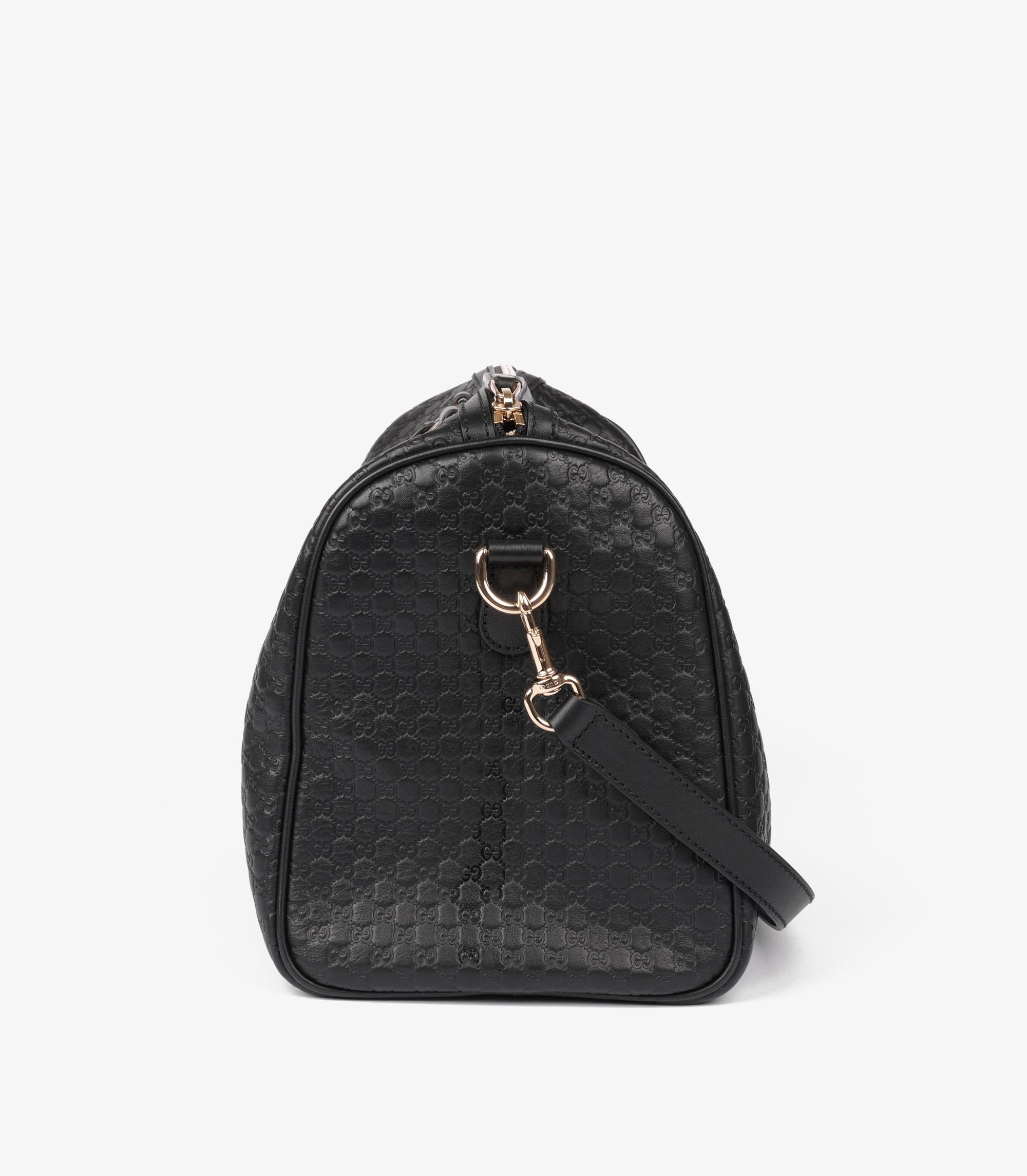 Women's or Men's Gucci Black GG Embossed Microguccissima Calfskin Leather Medium Boston Bag