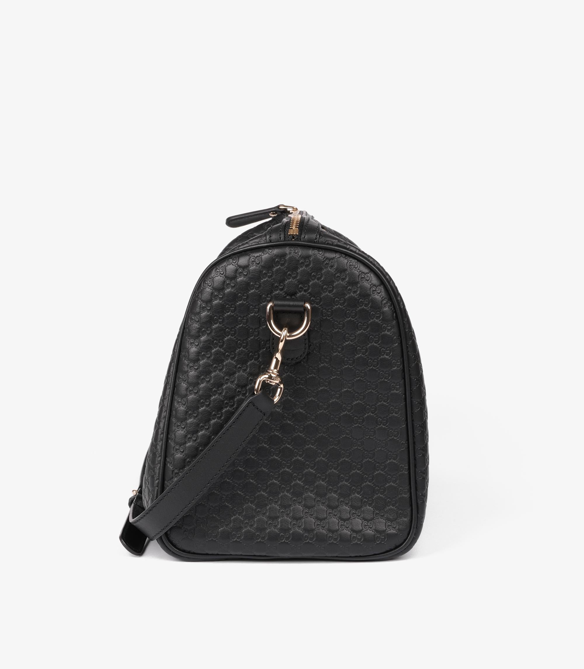 Gucci Black GG Embossed Microguccissima Calfskin Leather Medium Boston Bag 1