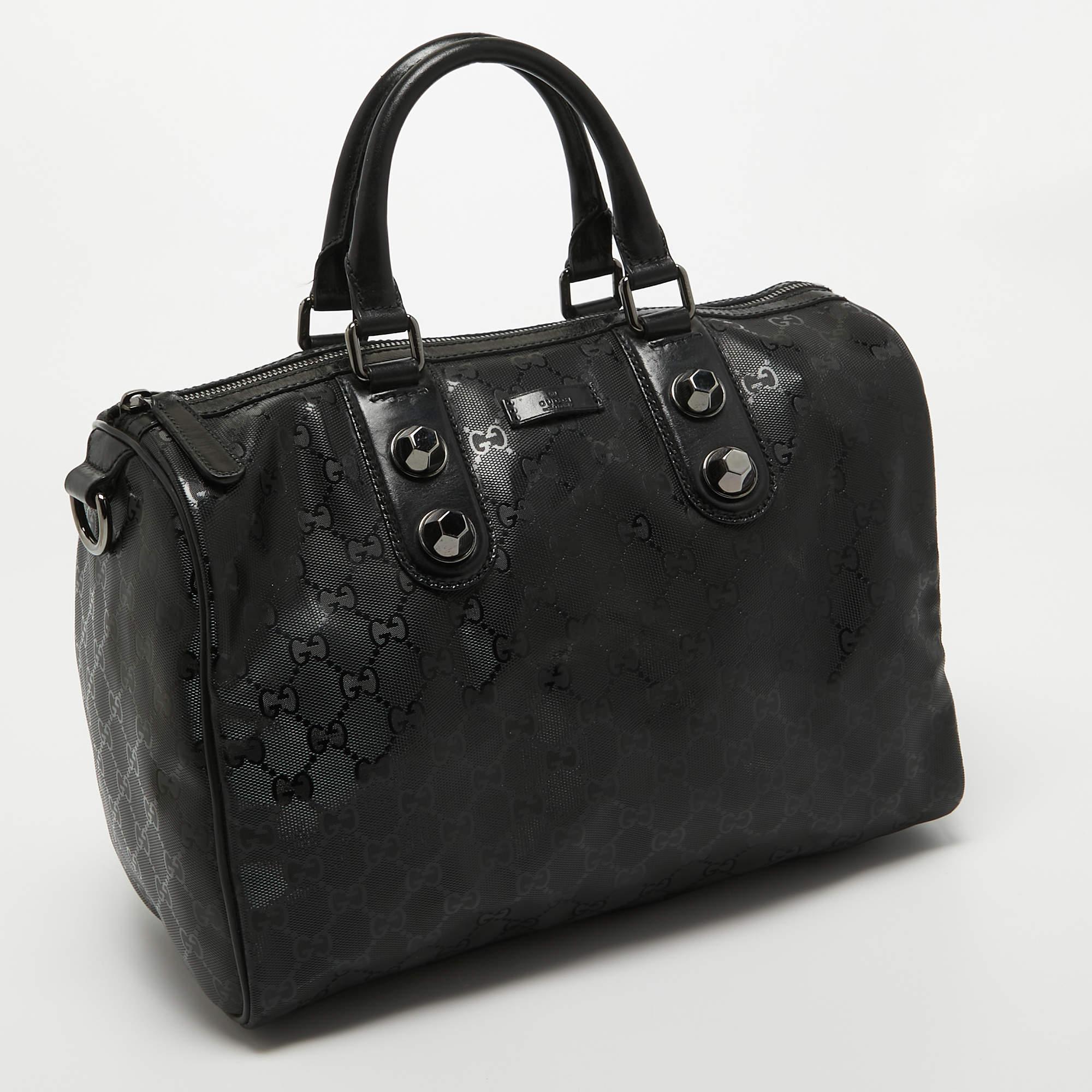 Gucci Black GG Imprime Canvas and Leather Medium Joy Boston Bag 6