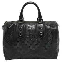 Gucci Black GG Imprime Canvas and Leather Medium Joy Boston Bag