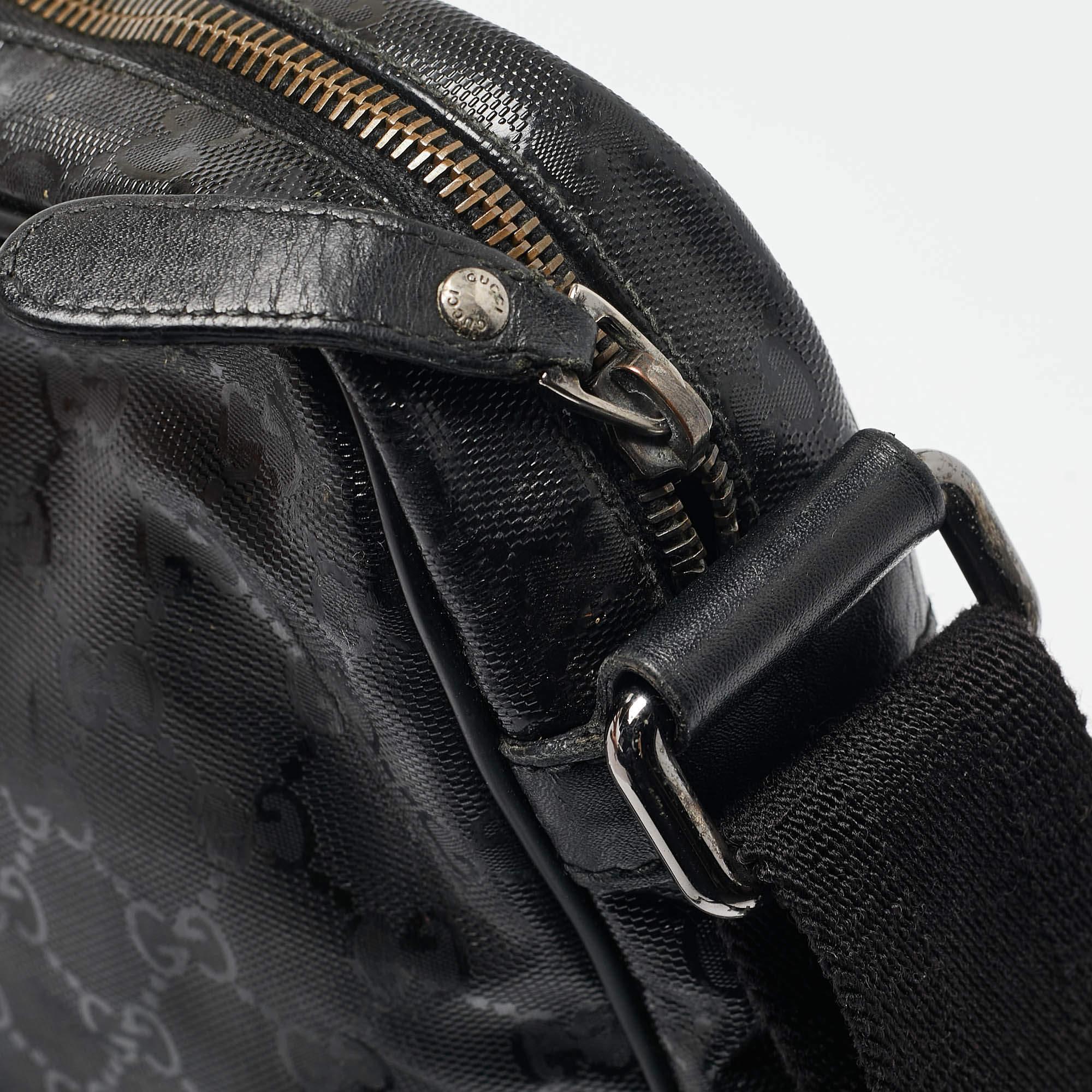 Gucci Black GG Imprime Canvas and Leather Messenger Bag 2