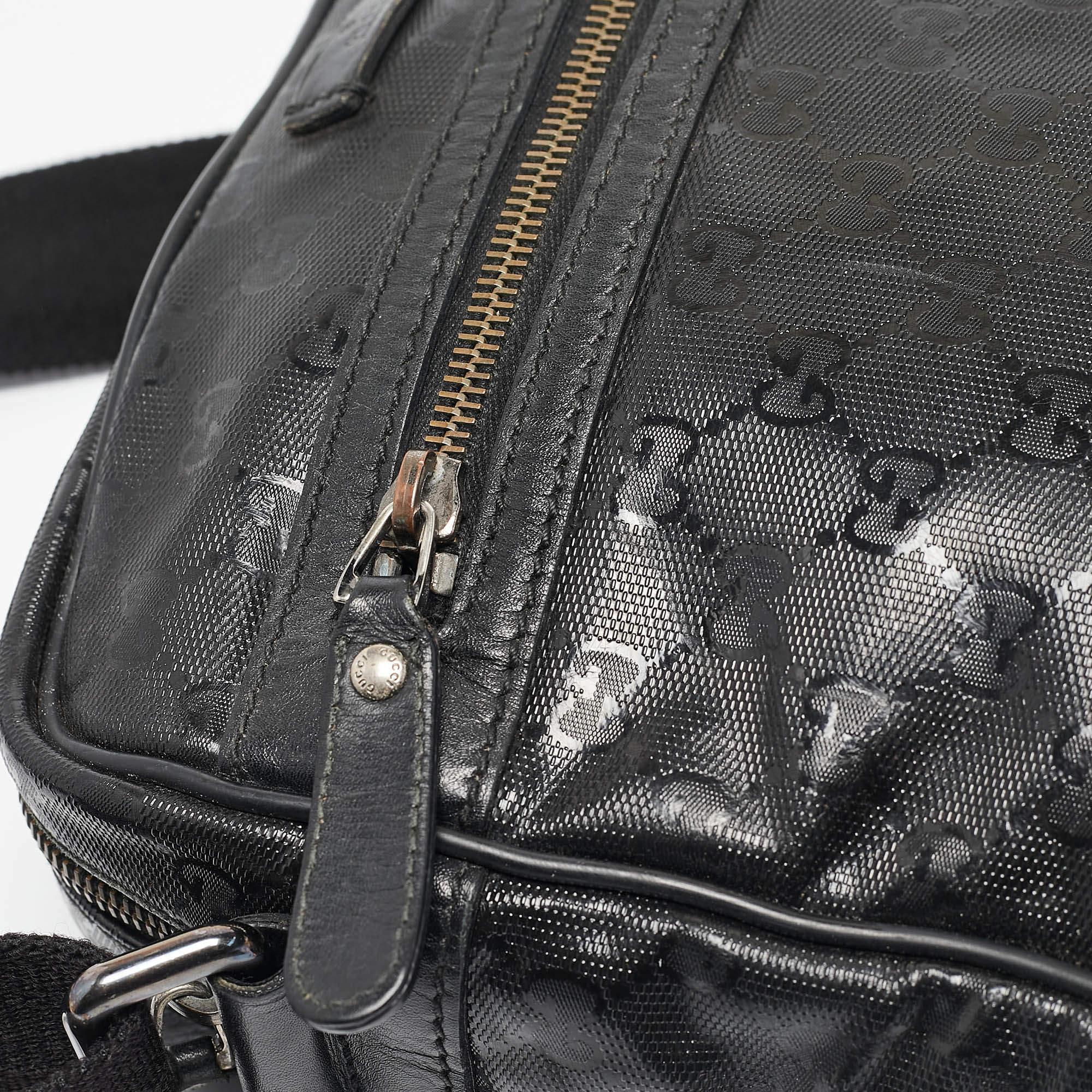 Gucci Black GG Imprime Canvas and Leather Messenger Bag 4