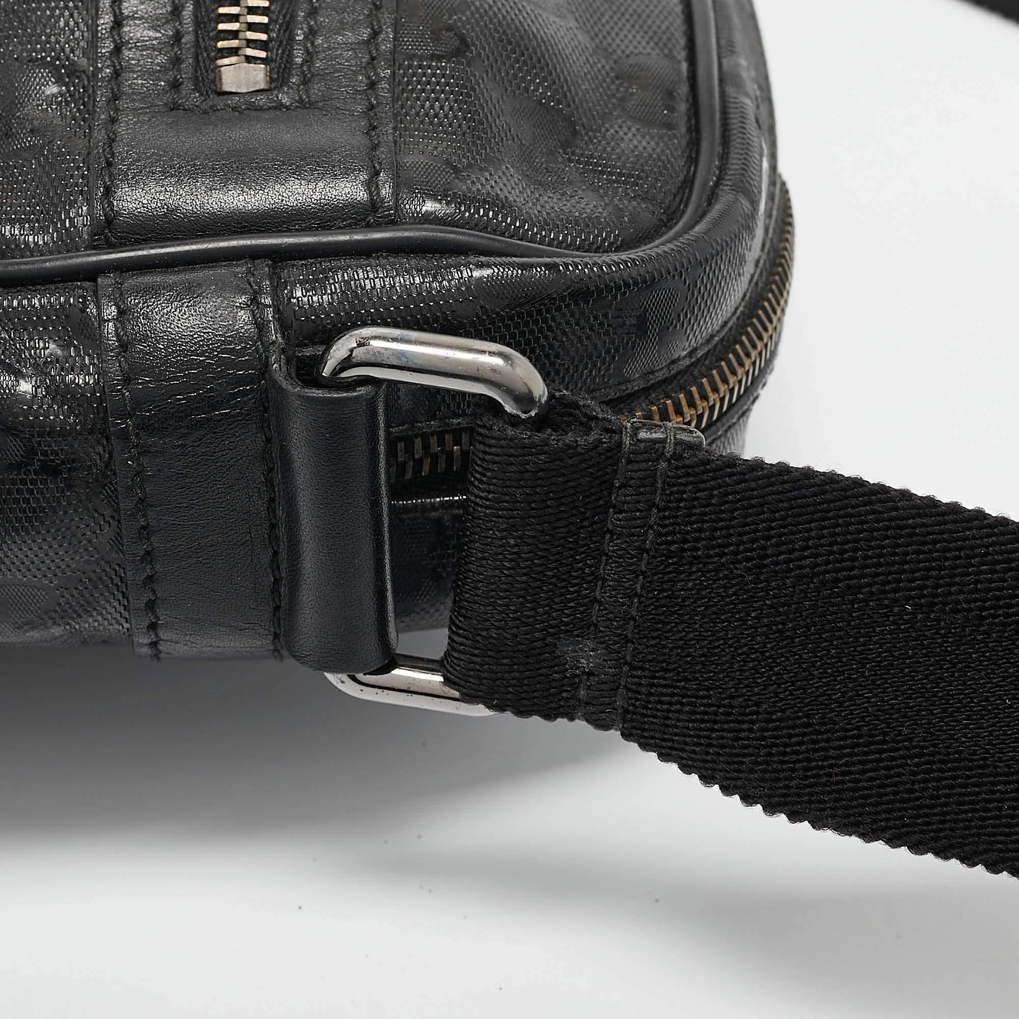 Gucci Black GG Imprime Canvas and Leather Messenger Bag 5