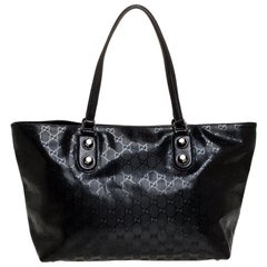 Gucci Black GG Imprime Coated Canvas and Leather Metal Stud Tote