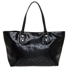 Gucci Black GG Imprime Coated Canvas and Leather Metal Stud Tote
