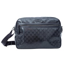 Gucci Black GG Imprime Coated Canvas Messenger Bag (211107)