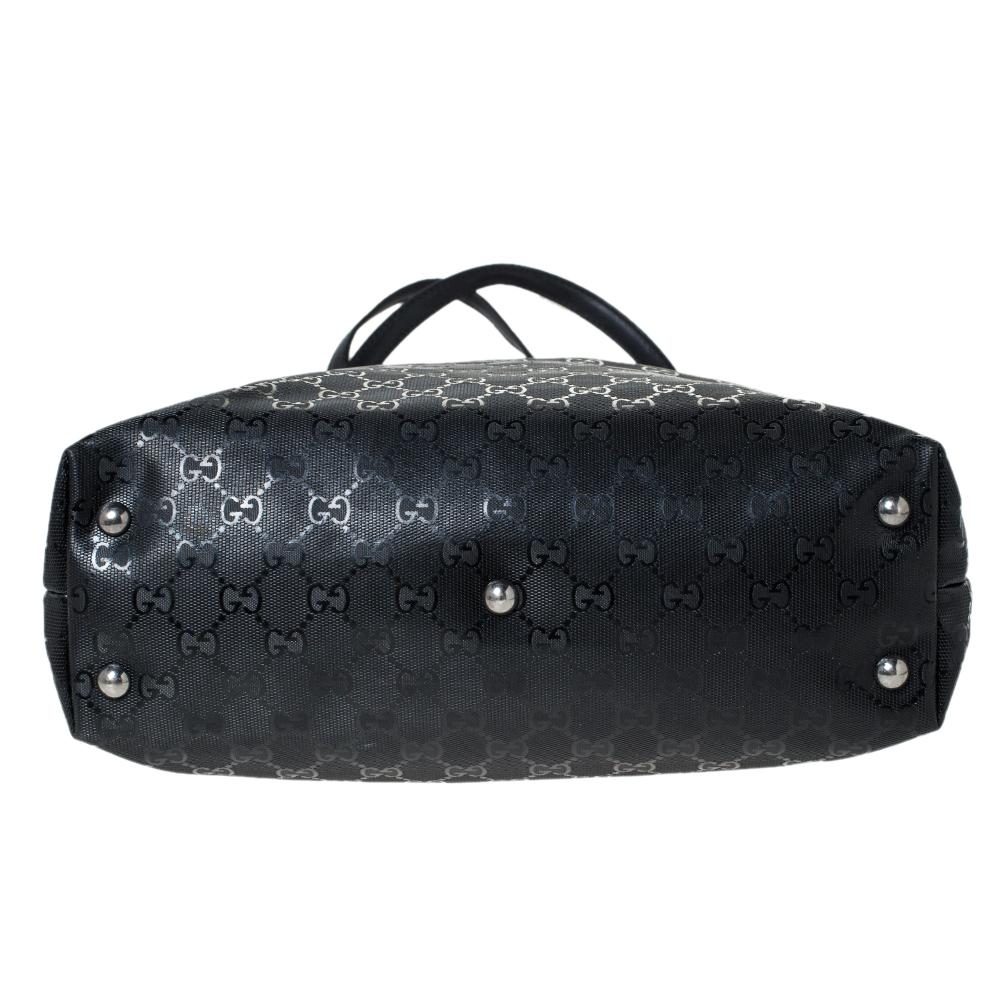 Gucci Black GG Imprime Coated Canvas Metal Stud Tote 1