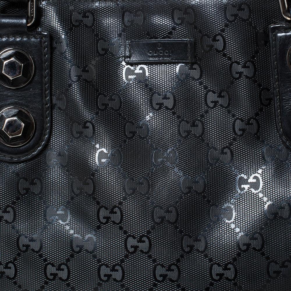 Gucci Black GG Imprime Coated Canvas Metal Stud Tote 2