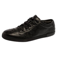 Gucci Black GG Imprime Leather Low Top Sneakers Size 40