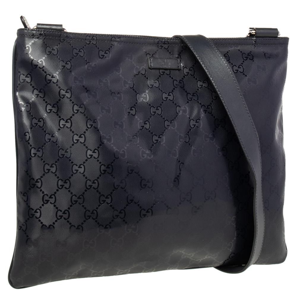 Men's Gucci Black GG Imprime Leather Messenger Bag