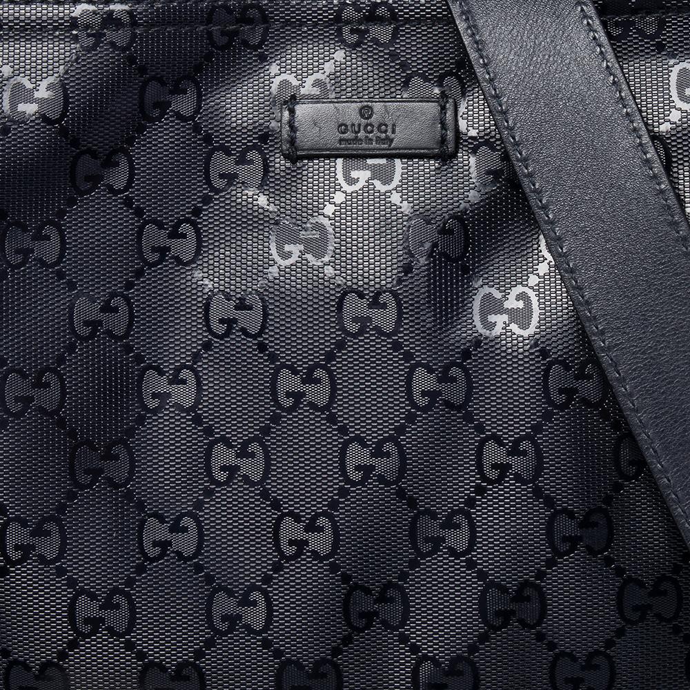 Gucci Black GG Imprime Leather Messenger Bag 2