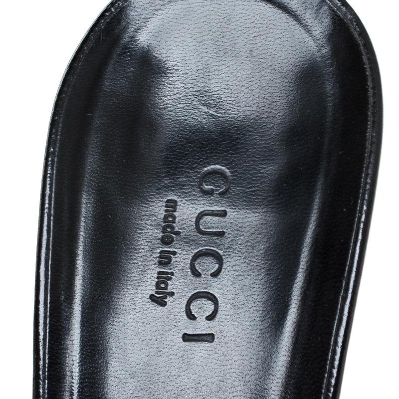 Gucci Black GG Interlocking Leather Strappy Slide Sandals Size 38.5 2