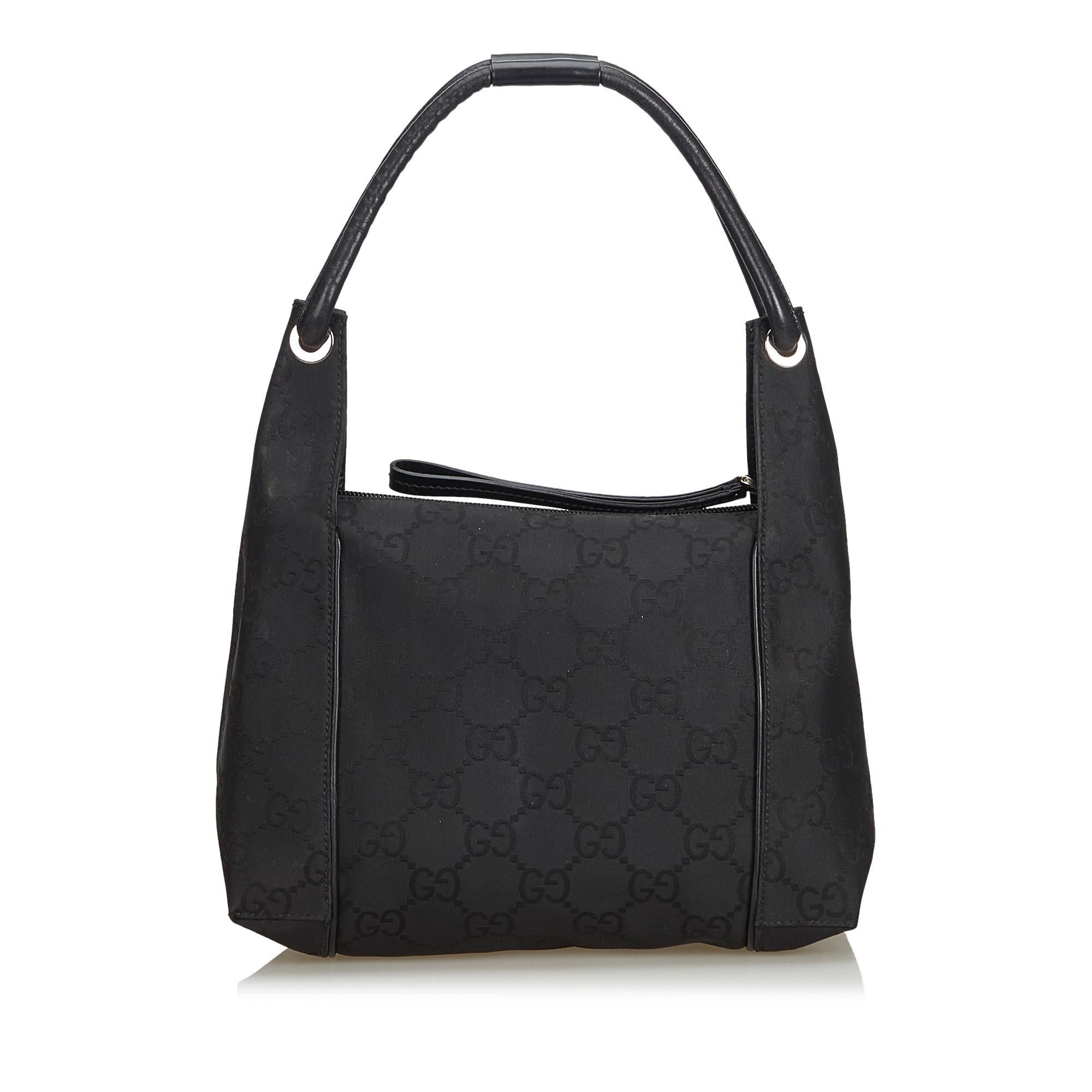 Gucci Black GG Jacquard Handbag In Good Condition In Orlando, FL