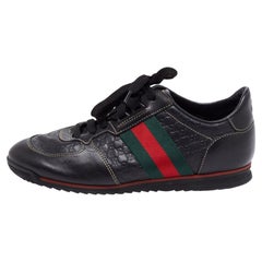 Gucci Black GG Leather Lace Up Sneakers Size 38