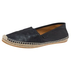 Gucci Black GG Leather Slip On Espadrille Flats Size 38